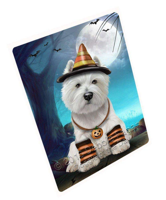 Happy Halloween Trick or Treat West Highland White Terrier Dog Candy Corn Tempered Cutting Board
