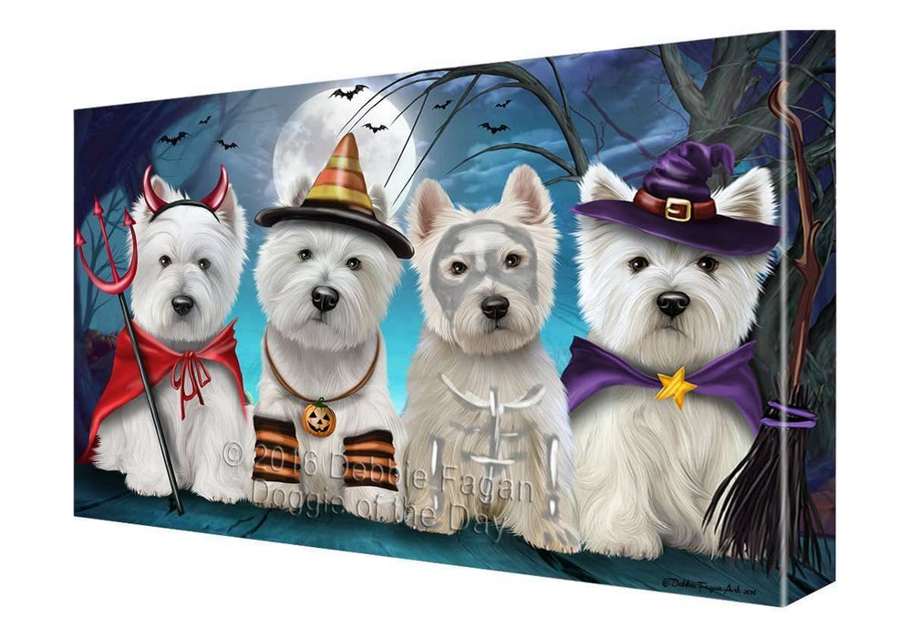 Happy Halloween Trick or Treat West Highland White Terrier Dog Canvas Wall Art