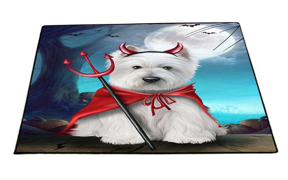 Happy Halloween Trick or Treat West Highland White Terrier Dog Devil Indoor/Outdoor Floormat