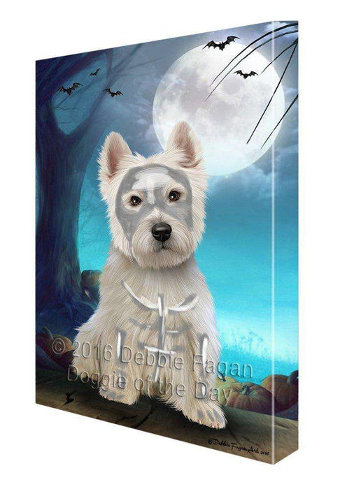 Happy Halloween Trick or Treat West Highland White Terrier Dog Skeleton Canvas Wall Art