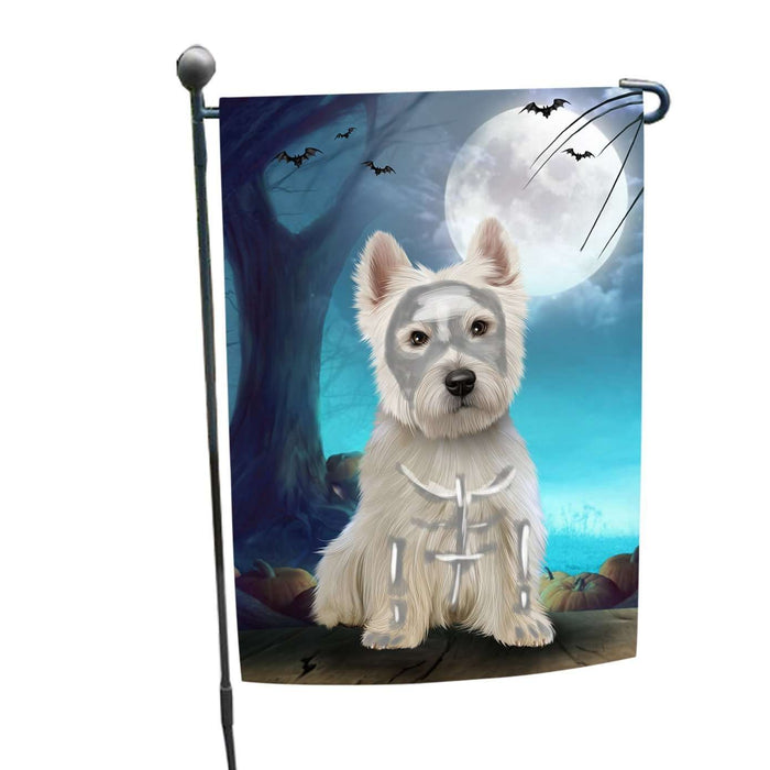 Happy Halloween Trick or Treat West Highland White Terrier Dog Skeleton Garden Flag