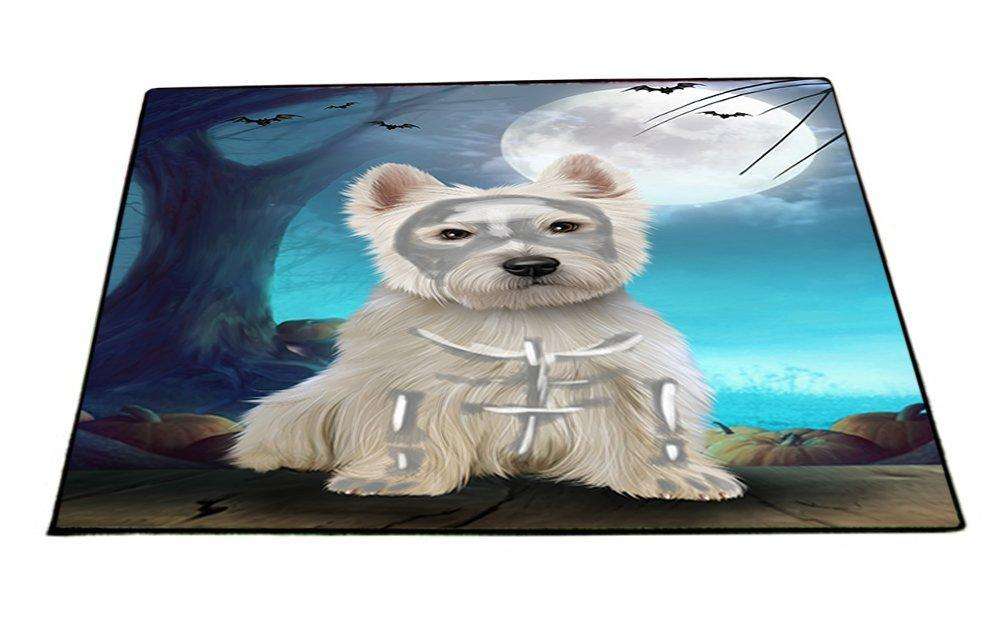 Happy Halloween Trick or Treat West Highland White Terrier Dog Skeleton Indoor/Outdoor Floormat