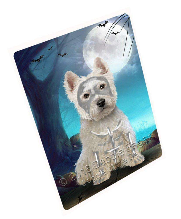 Happy Halloween Trick or Treat West Highland White Terrier Dog Skeleton Tempered Cutting Board