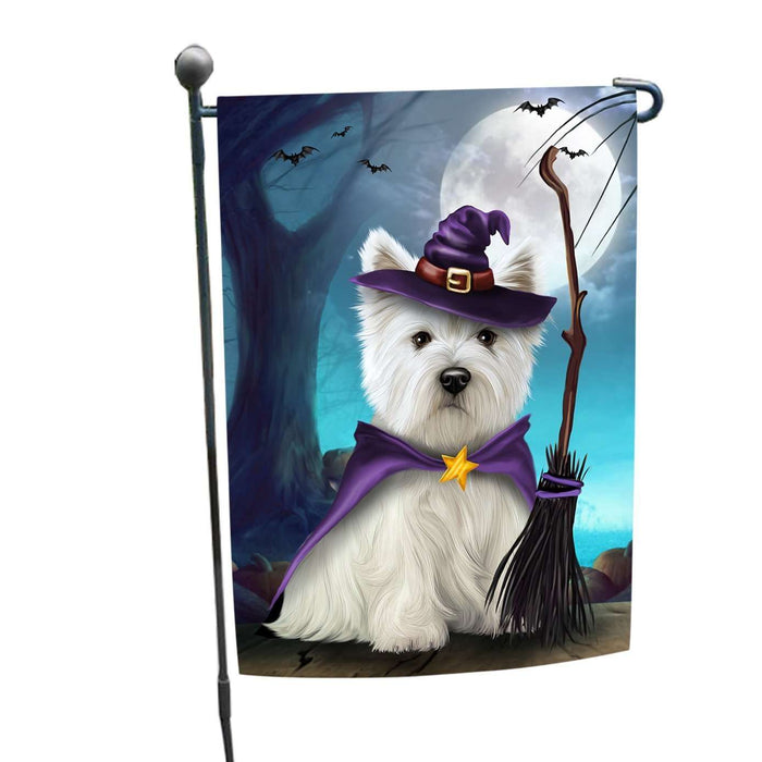Happy Halloween Trick or Treat West Highland White Terrier Dog Witch Garden Flag