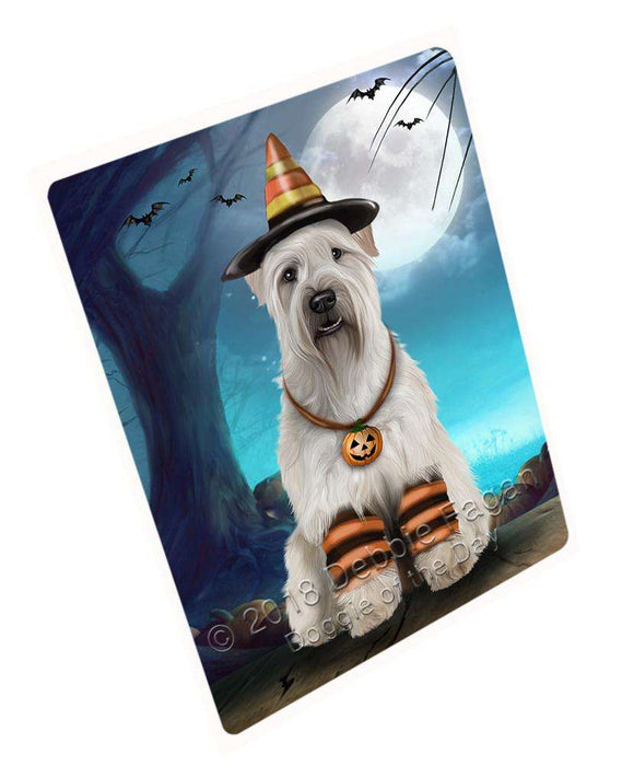 Happy Halloween Trick or Treat Wheaten Terrier Dog Candy Corn Large Refrigerator / Dishwasher Magnet RMAG75276