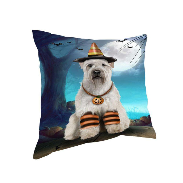 Happy Halloween Trick or Treat Wheaten Terrier Dog Candy Corn Pillow PIL66216