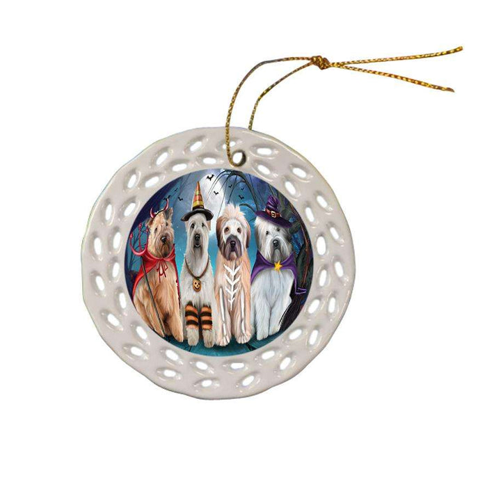 Happy Halloween Trick or Treat Wheaten Terrier Dog Ceramic Doily Ornament DPOR52591