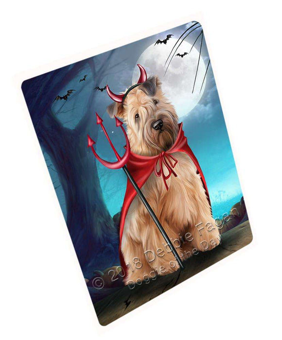 Happy Halloween Trick Or Treat Wheaten Terrier Dog Devil Magnet Mini (3.5" x 2") MAG61695