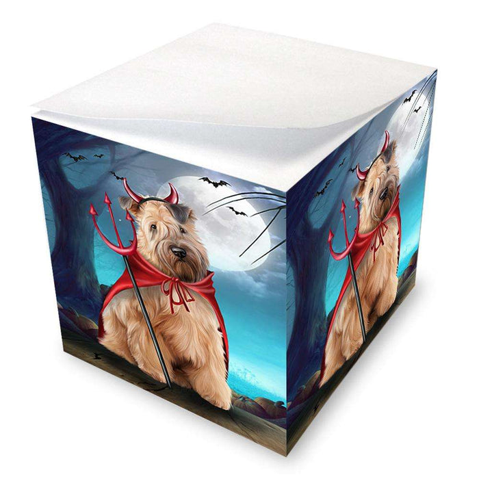 Happy Halloween Trick or Treat Wheaten Terrier Dog Devil Note Cube NOC52534