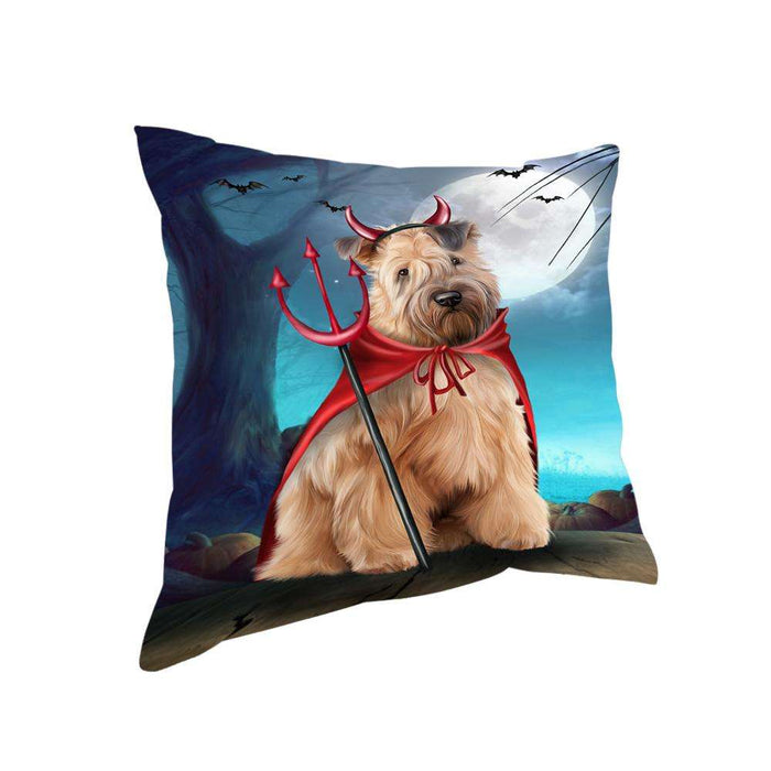 Happy Halloween Trick or Treat Wheaten Terrier Dog Devil Pillow PIL66292