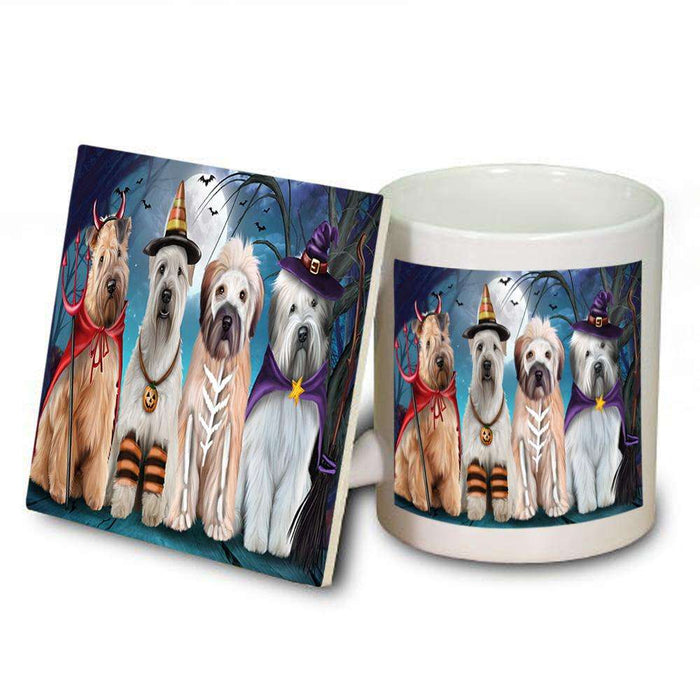 Happy Halloween Trick or Treat Wheaten Terrier Dog Mug and Coaster Set MUC52583