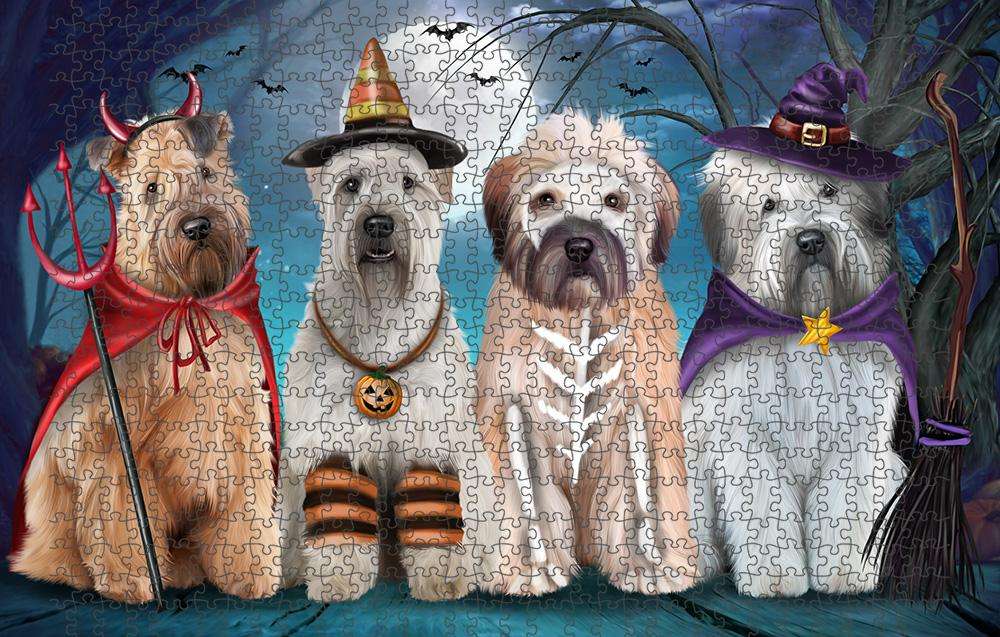 Happy Halloween Trick or Treat Wheaten Terrier Dog Puzzle with Photo Tin PUZL61704