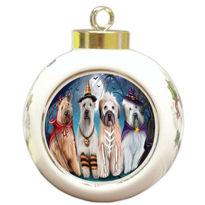 Happy Halloween Trick or Treat Wheaten Terrier Dog Round Ball Christmas Ornament RBPOR52591