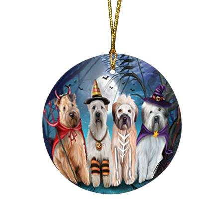 Happy Halloween Trick or Treat Wheaten Terrier Dog Round Flat Christmas Ornament RFPOR52582