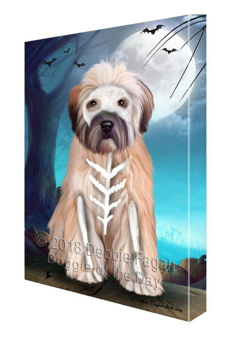 Happy Halloween Trick or Treat Wheaten Terrier Dog Skeleton Canvas Print Wall Art Décor CVS89774
