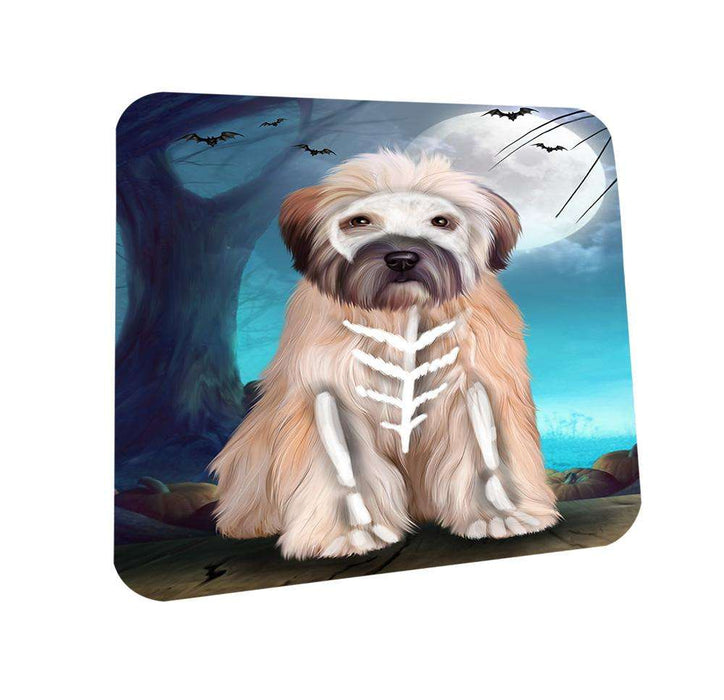 Happy Halloween Trick or Treat Wheaten Terrier Dog Skeleton Coasters Set of 4 CST52512