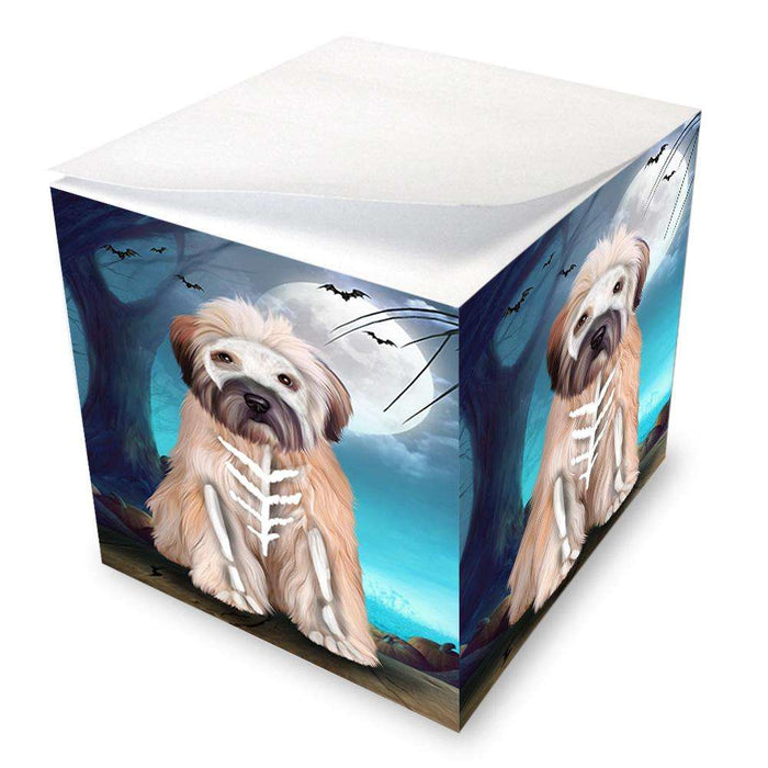 Happy Halloween Trick or Treat Wheaten Terrier Dog Skeleton Note Cube NOC52553
