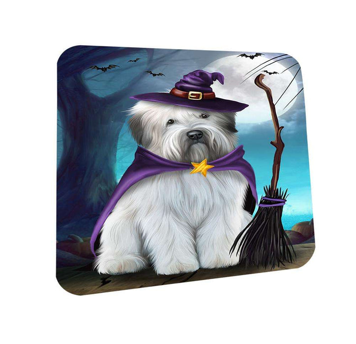 Happy Halloween Trick or Treat Wheaten Terrier Dog Witch Coasters Set of 4 CST52531