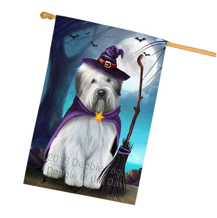 Happy Halloween Trick or Treat Wheaten Terrier Dog Witch House Flag FLG52653