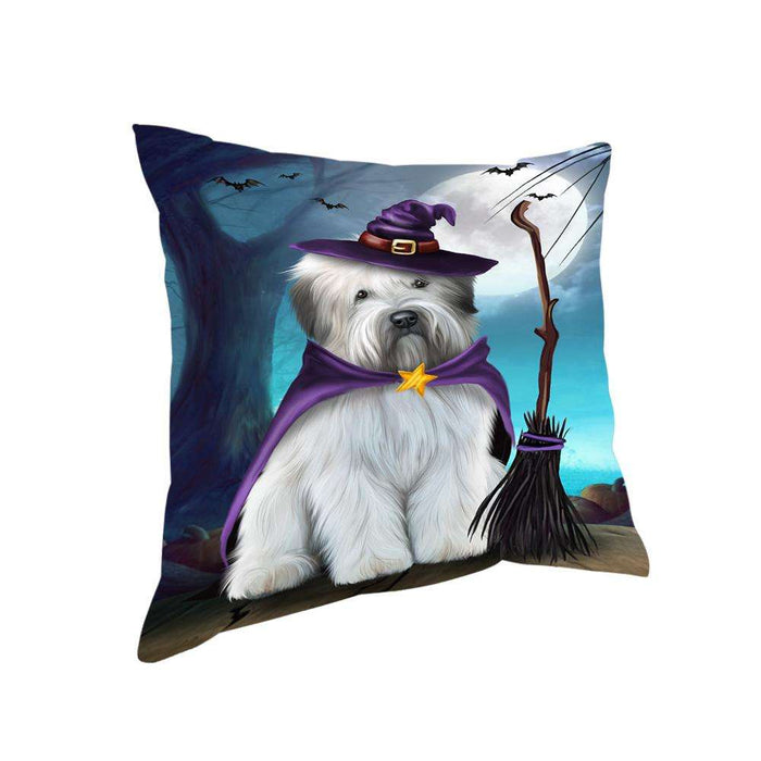 Happy Halloween Trick or Treat Wheaten Terrier Dog Witch Pillow PIL66444