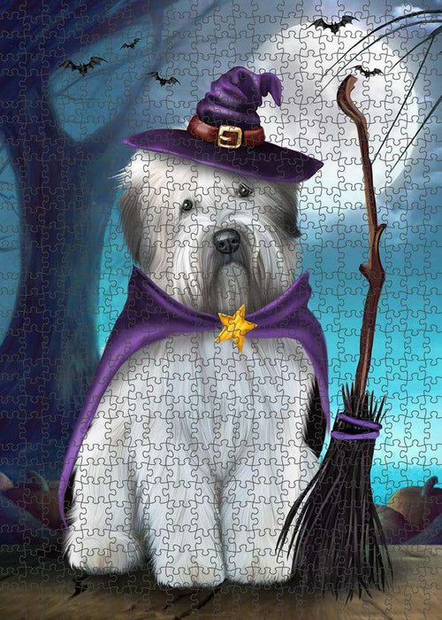 Happy Halloween Trick or Treat Wheaten Terrier Dog Witch Puzzle with Photo Tin PUZL61647