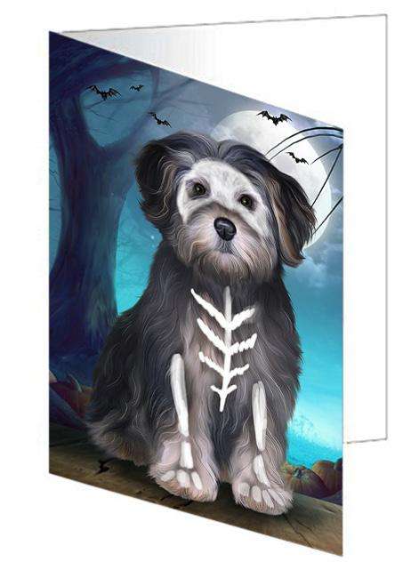 Happy Halloween Trick or Treat Yorkipoo Dog Handmade Artwork Assorted Pets Greeting Cards and Note Cards with Envelopes for All Occasions and Holiday Seasons GCD68051