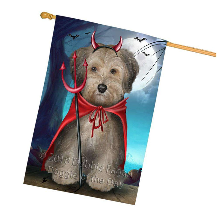 Happy Halloween Trick or Treat Yorkipoo Dog House Flag FLG54870