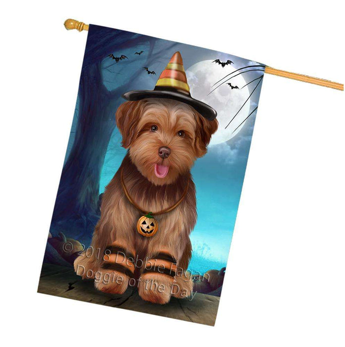 Happy Halloween Trick or Treat Yorkipoo Dog House Flag FLG54871