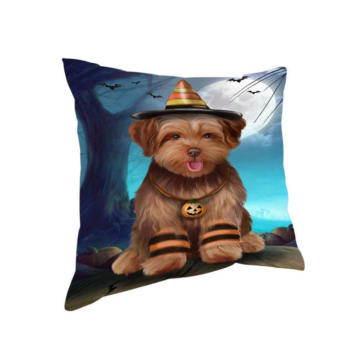 Happy Halloween Trick or Treat Yorkipoo Dog Pillow PIL75316