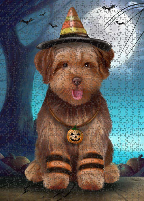 Happy Halloween Trick or Treat Yorkipoo Dog Puzzle with Photo Tin PUZL85848