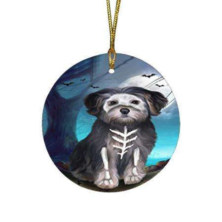 Happy Halloween Trick or Treat Yorkipoo Dog Round Flat Christmas Ornament RFPOR54665