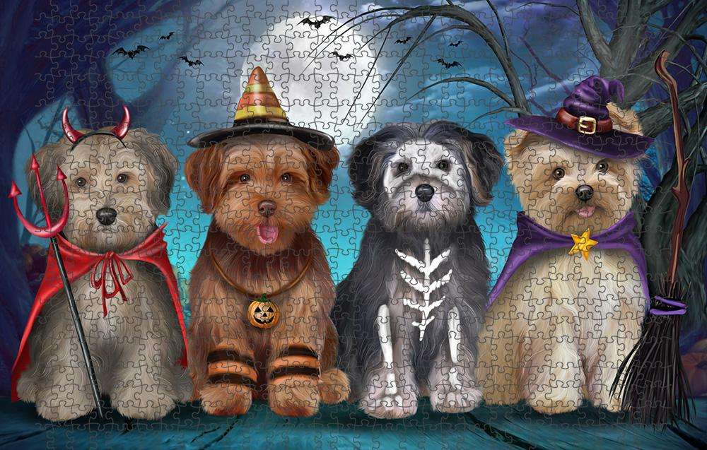 Happy Halloween Trick or Treat Yorkipoos Dog Puzzle with Photo Tin PUZL85628