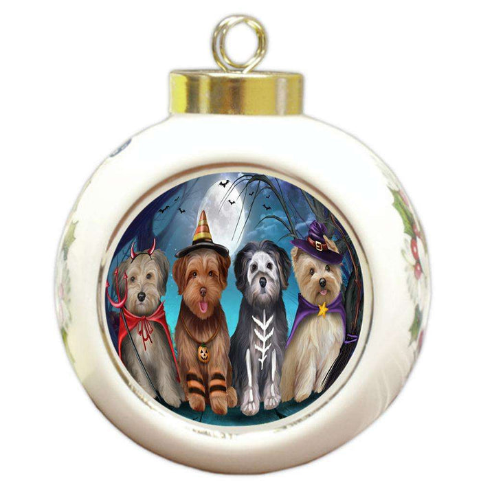 Happy Halloween Trick or Treat Yorkipoos Dog Round Ball Christmas Ornament RBPOR54618