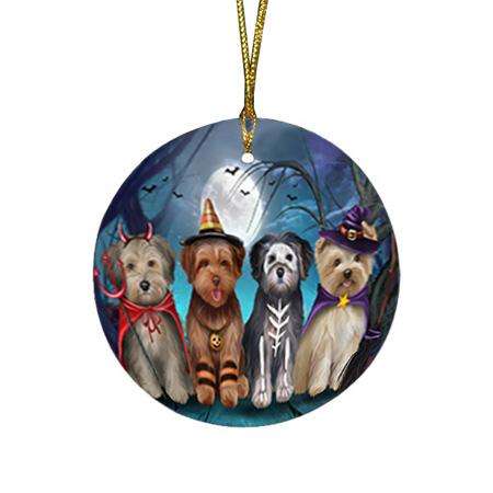 Happy Halloween Trick or Treat Yorkipoos Dog Round Flat Christmas Ornament RFPOR54609