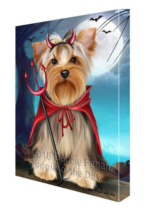 Happy Halloween Trick or Treat Yorkshire Terrier Dog Canvas Print Wall Art Décor CVS109934