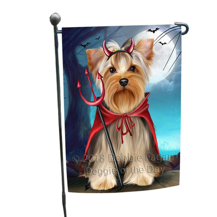 Happy Halloween Trick or Treat Yorkshire Terrier Dog Garden Flag GFLG54738