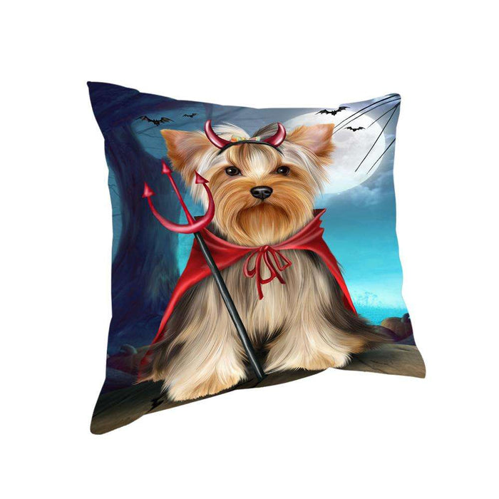 Happy Halloween Trick or Treat Yorkshire Terrier Dog Pillow PIL75328