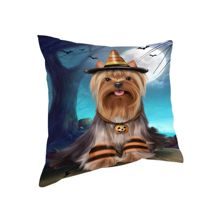 Happy Halloween Trick or Treat Yorkshire Terrier Dog Pillow PIL75332
