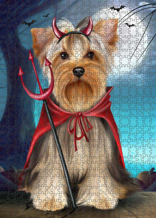 Happy Halloween Trick or Treat Yorkshire Terrier Dog Puzzle with Photo Tin PUZL85860