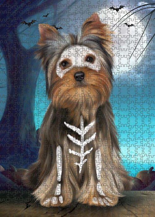 Happy Halloween Trick or Treat Yorkshire Terrier Dog Puzzle with Photo Tin PUZL85868