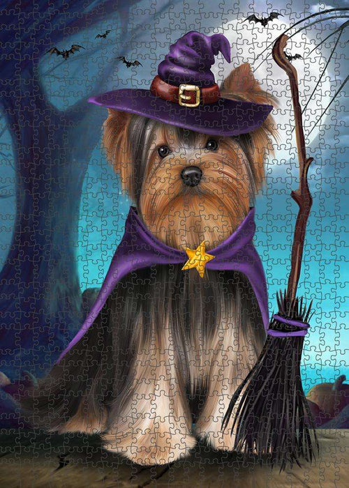 Happy Halloween Trick or Treat Yorkshire Terrier Dog Puzzle with Photo Tin PUZL85872