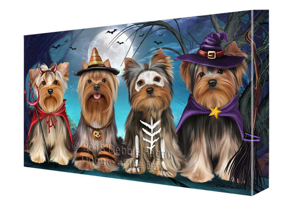 Happy Halloween Trick or Treat Yorkshire Terriers Dog Canvas Print Wall Art Décor CVS109421