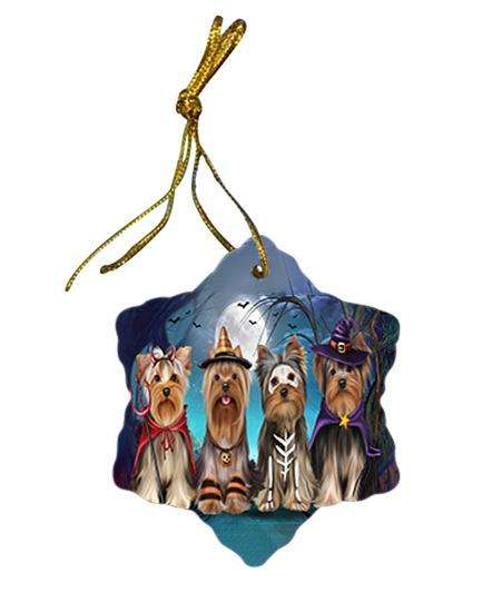 Happy Halloween Trick or Treat Yorkshire Terriers Dog Ceramic Doily Ornament DPOR54619