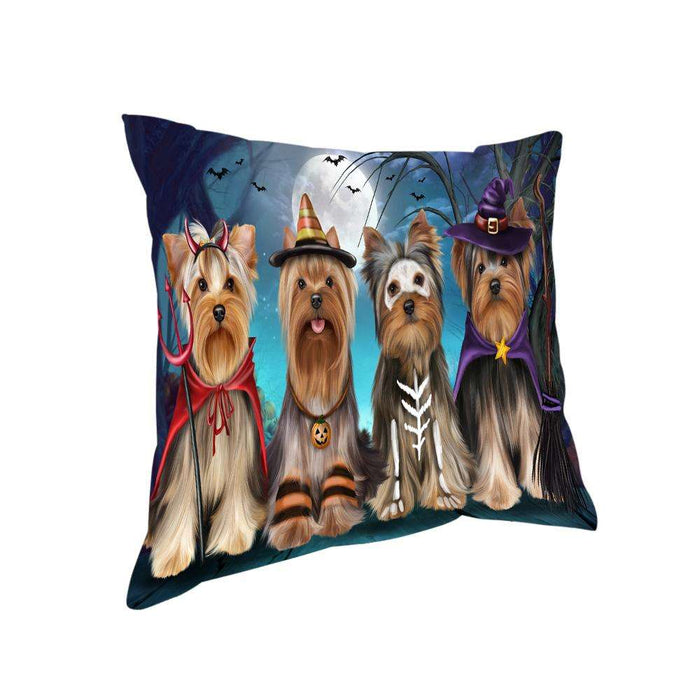 Happy Halloween Trick or Treat Yorkshire Terriers Dog Pillow PIL75100