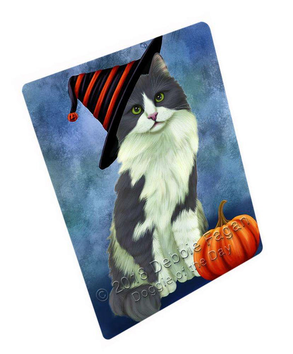 Happy Halloween Turkish Angora Cat Wearing Witch Hat with Pumpkin Blanket BLNKT111711