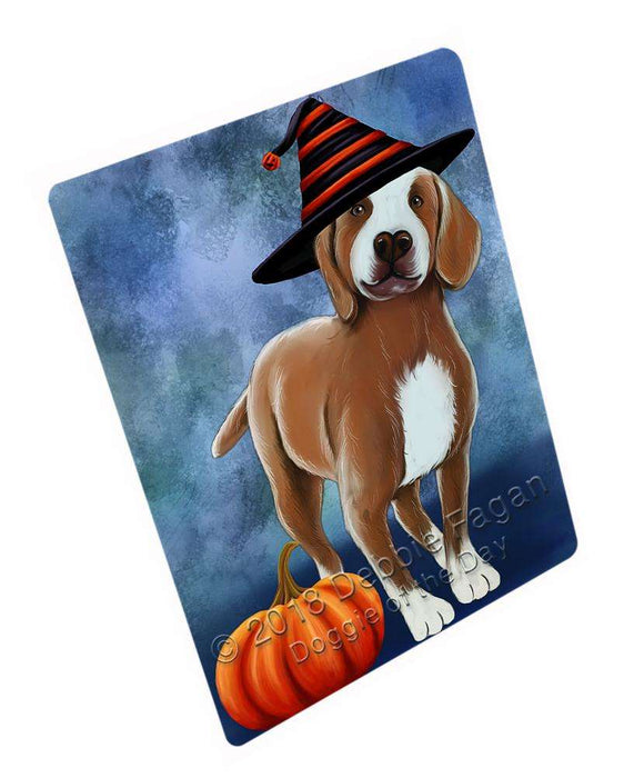 Happy Halloween Turkish Pointer Dog Wearing Witch Hat with Pumpkin Large Refrigerator / Dishwasher Magnet RMAG90474