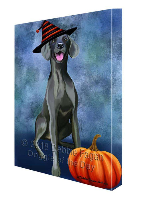 Happy Halloween Weimaraner Dog Wearing Witch Hat with Pumpkin Canvas Print Wall Art Décor CVS112256