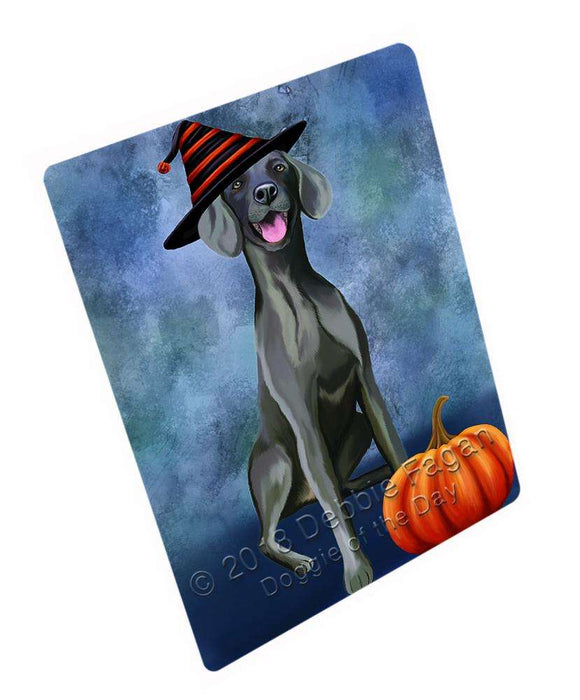 Happy Halloween Weimaraner Dog Wearing Witch Hat with Pumpkin Large Refrigerator / Dishwasher Magnet RMAG90486