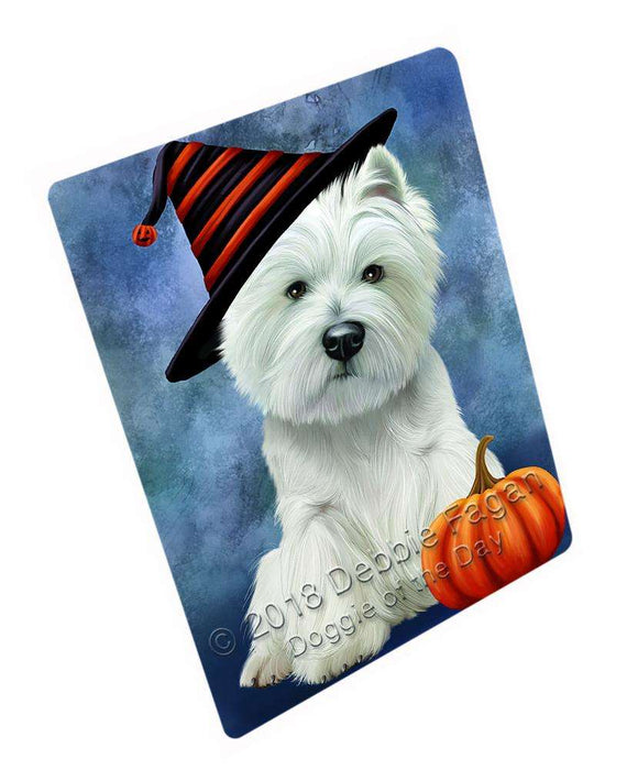 Happy Halloween West Highland White Terrier Dog Wearing Witch Hat with Pumpkin Cutting Board C69267