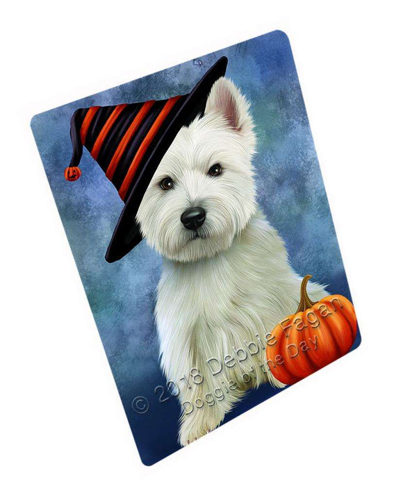 Happy Halloween West Highland White Terrier Dog Wearing Witch Hat with Pumpkin Cutting Board C69270